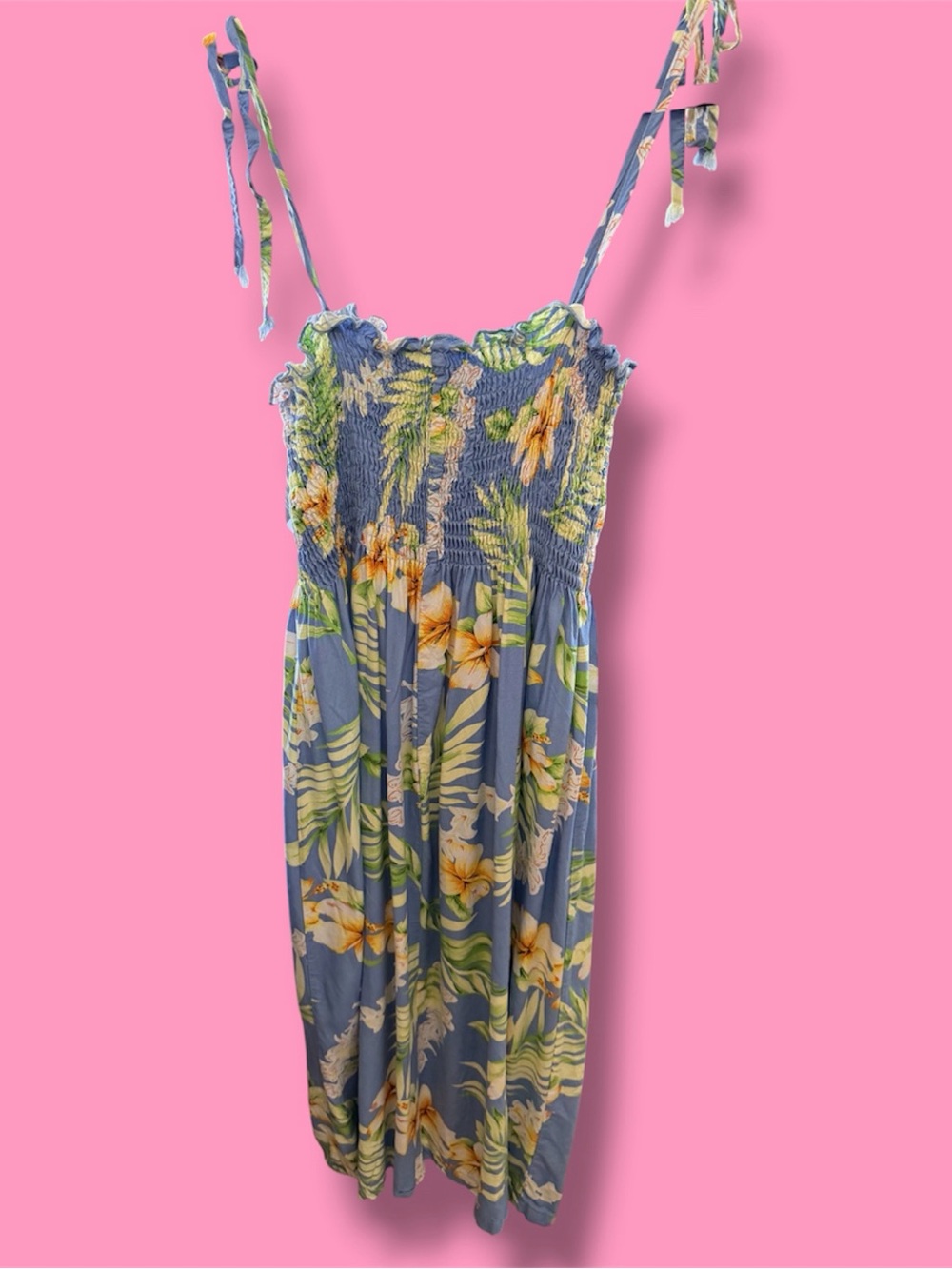 Two Palms Lavender and Yellow Floral Dress with Tie Straps - Picture 4 of 5